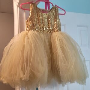 Gold Sequin Tulle Dress